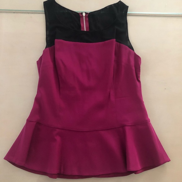 Marciano raspberry and sheer black peplum - Picture 1 of 4